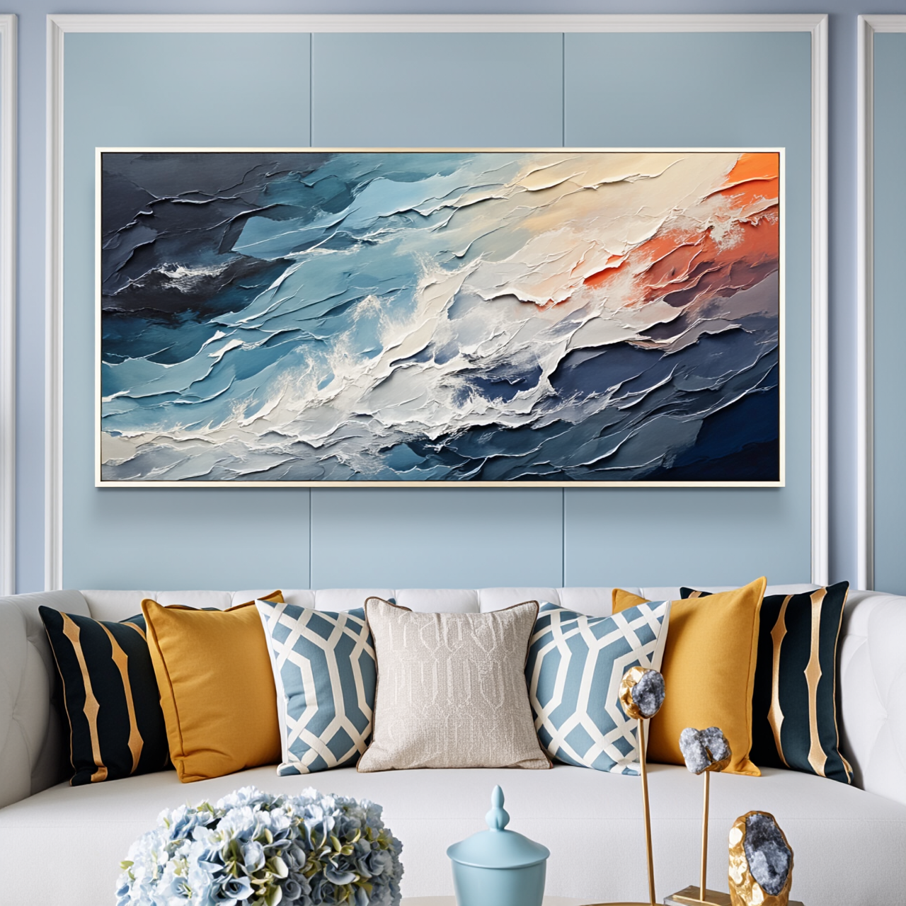 Blue Textured Minimalist Wall Art #BL003