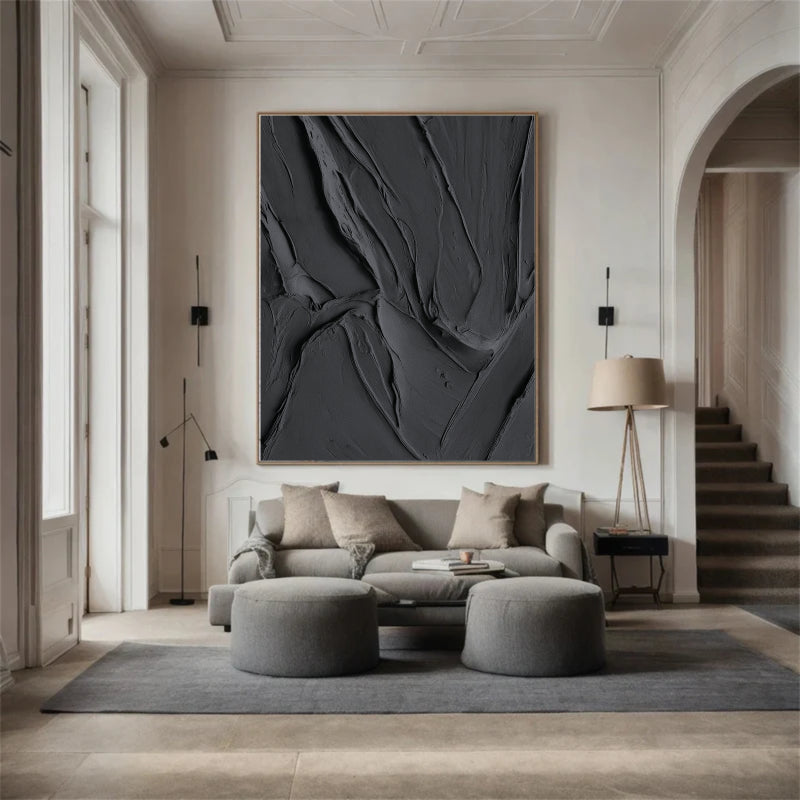 Black Textured Minimalist Wall Art #BT002