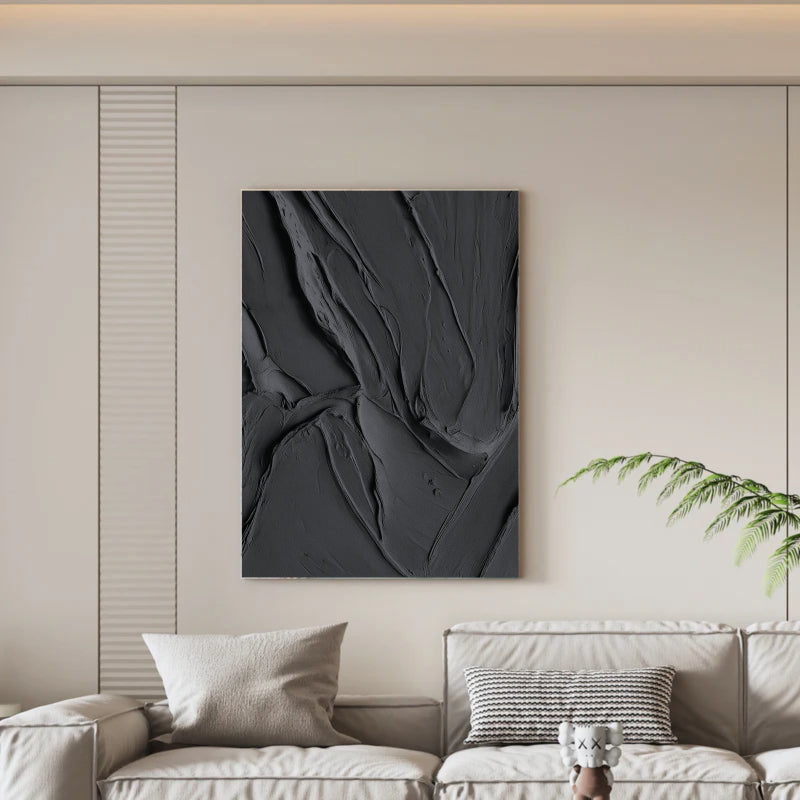 Black Textured Minimalist Wall Art #BT002