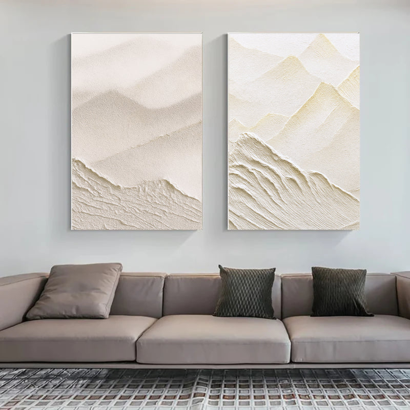 Beige & Brown Textured Minimalist Wall Art Set of 2 #BM002