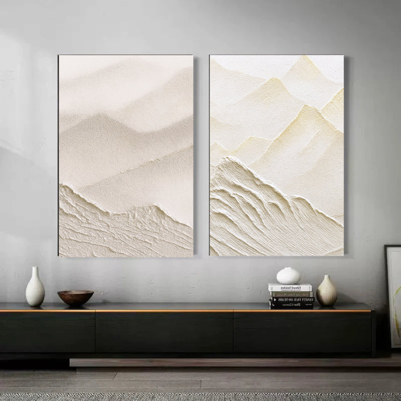 Beige & Brown Textured Minimalist Wall Art Set of 2 #BM002