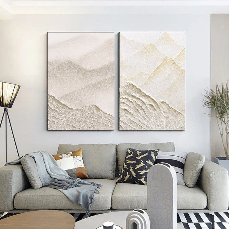 Beige & Brown Textured Minimalist Wall Art Set of 2 #BM002