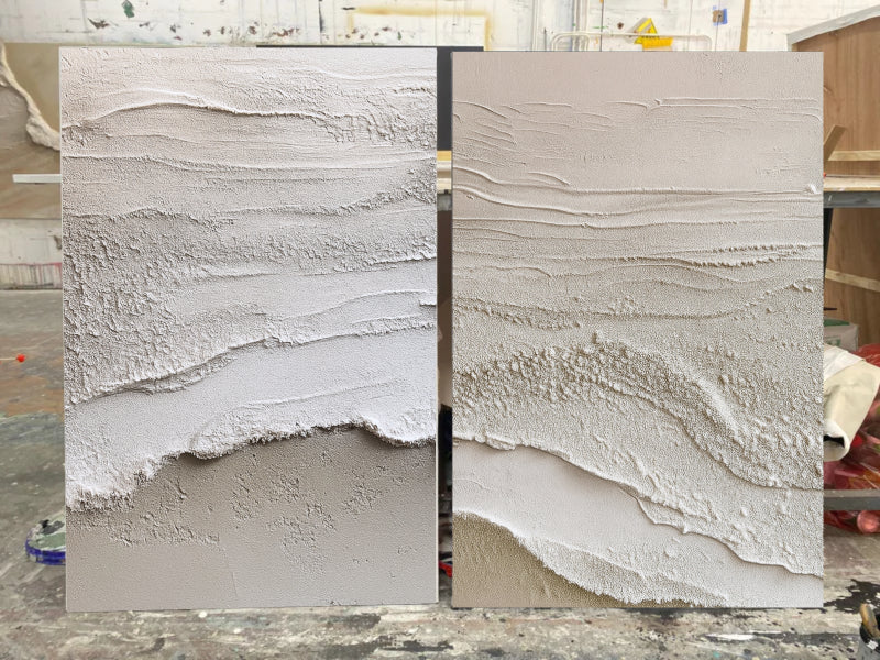 Beige & Brown Textured Minimalist Wall Art Set of 2 #BM003