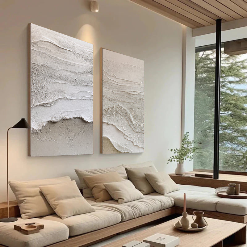 Beige & Brown Textured Minimalist Wall Art Set of 2 #BM003