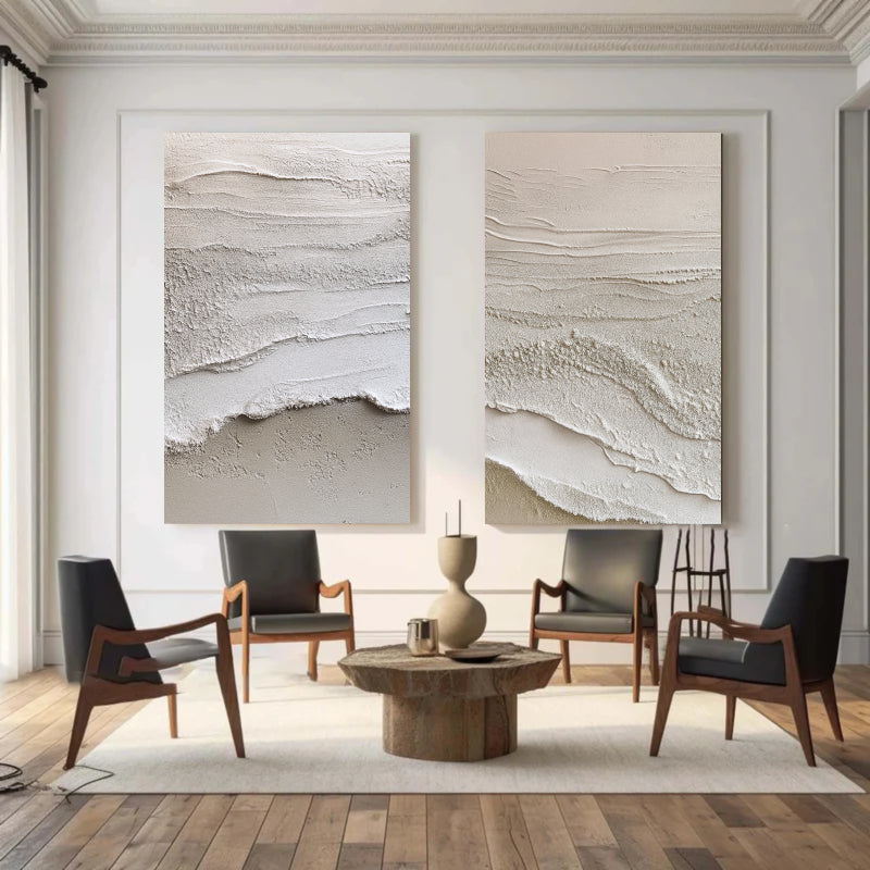 Beige & Brown Textured Minimalist Wall Art Set of 2 #BM003