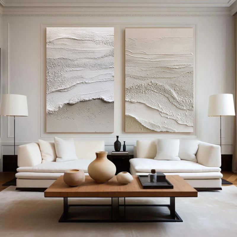 Beige & Brown Textured Minimalist Wall Art Set of 2 #BM003