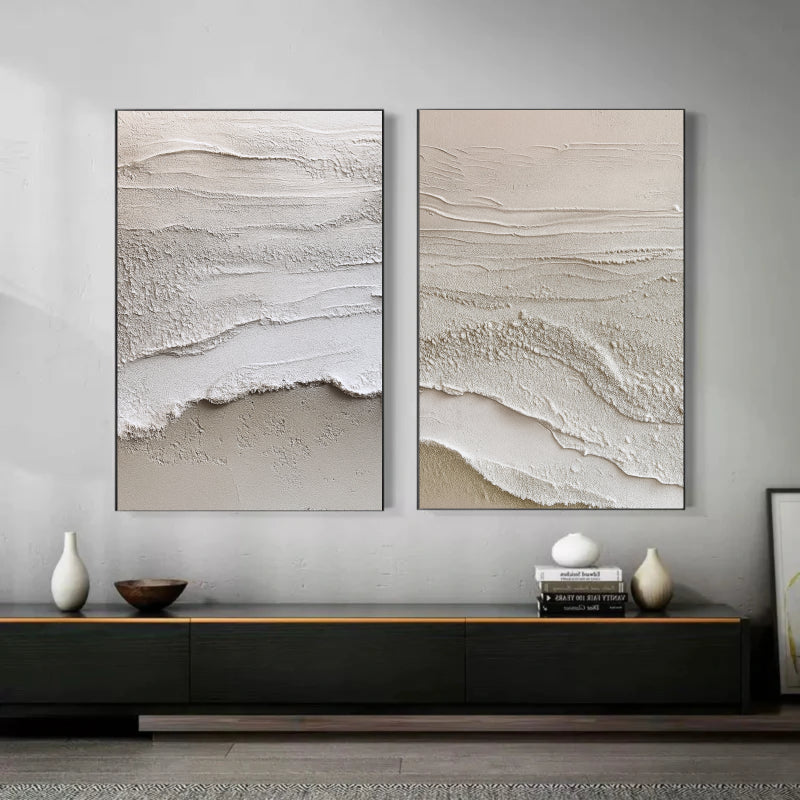 Beige & Brown Textured Minimalist Wall Art Set of 2 #BM003