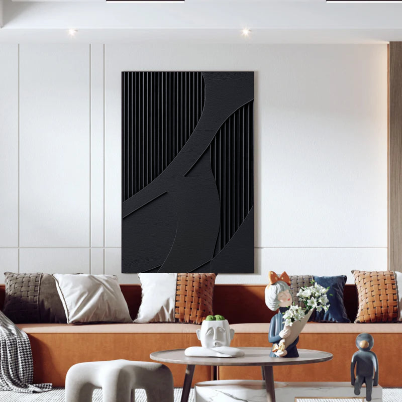 Black Textured Minimalist Wall Art #BT004
