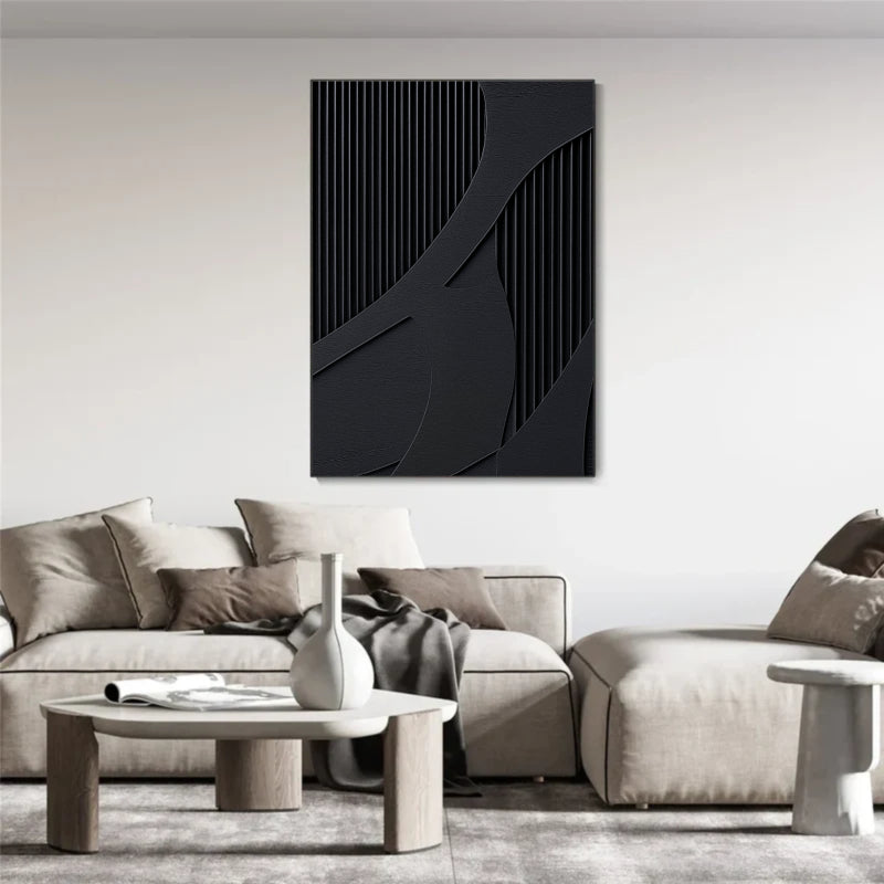 Black Textured Minimalist Wall Art #BT004