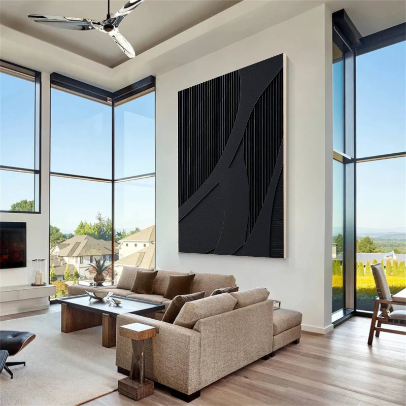 Black Textured Minimalist Wall Art #BT004