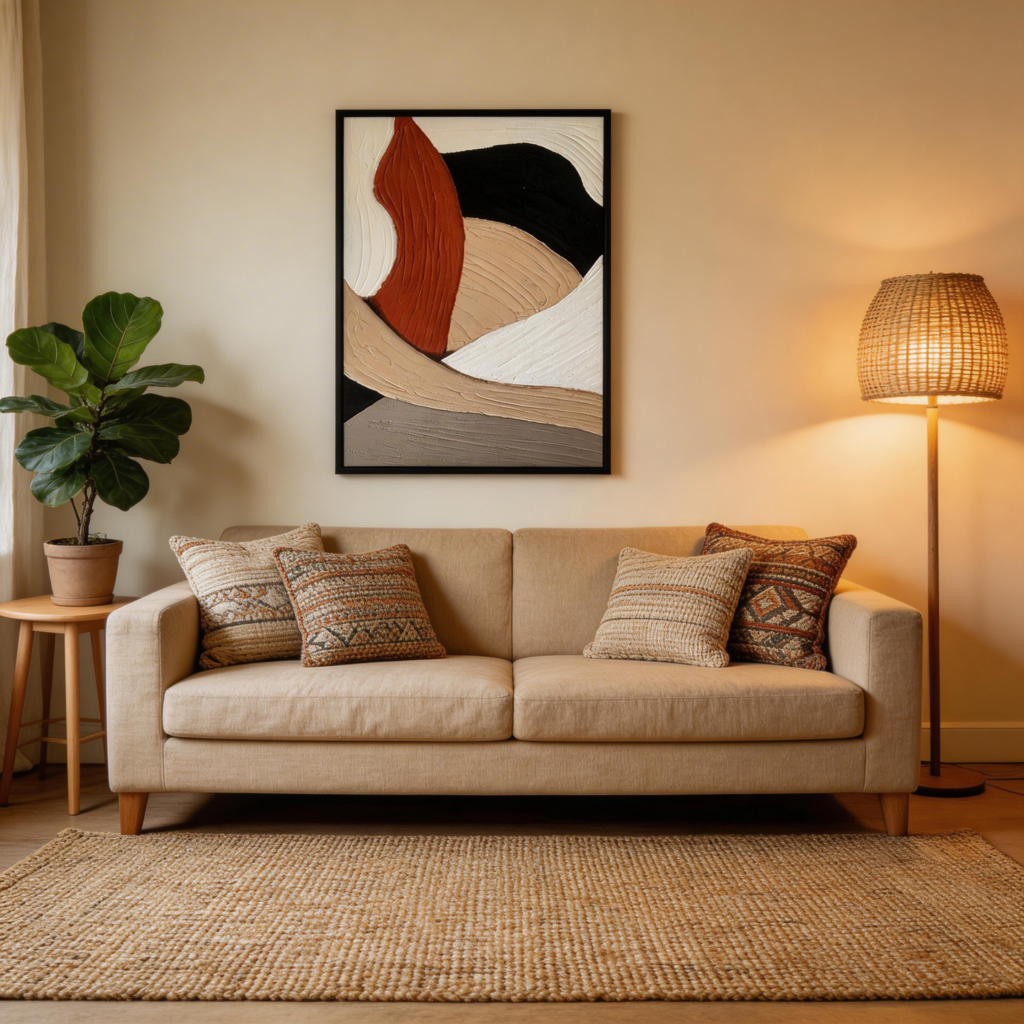 Neutral Abstract Canvas Wall Art #CP013