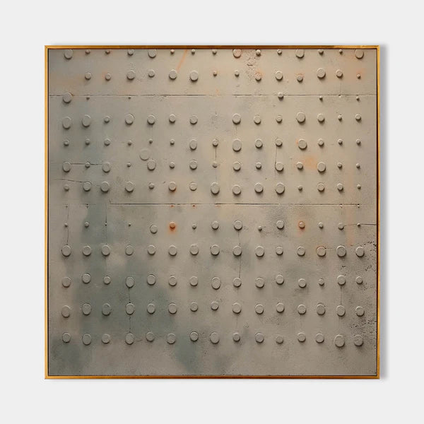 Minimalist Grid Texture Wall Art – Modern Neutral Abstract Canvas Painting #CP026