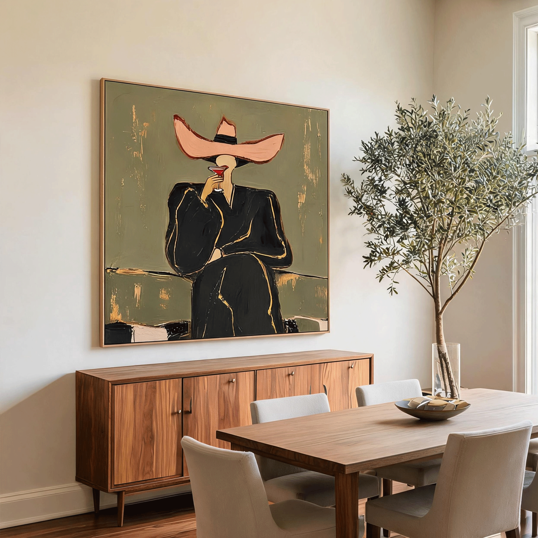 Cocktail Lady Wall Art | Modern Figurative Oil Painting #CP061