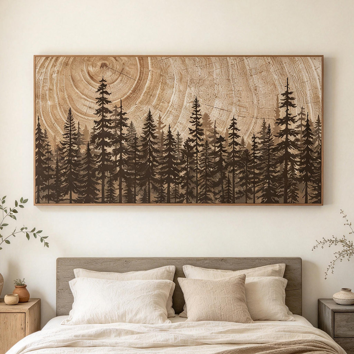 Earthy Brown Pine Forest Wall Art #LS078