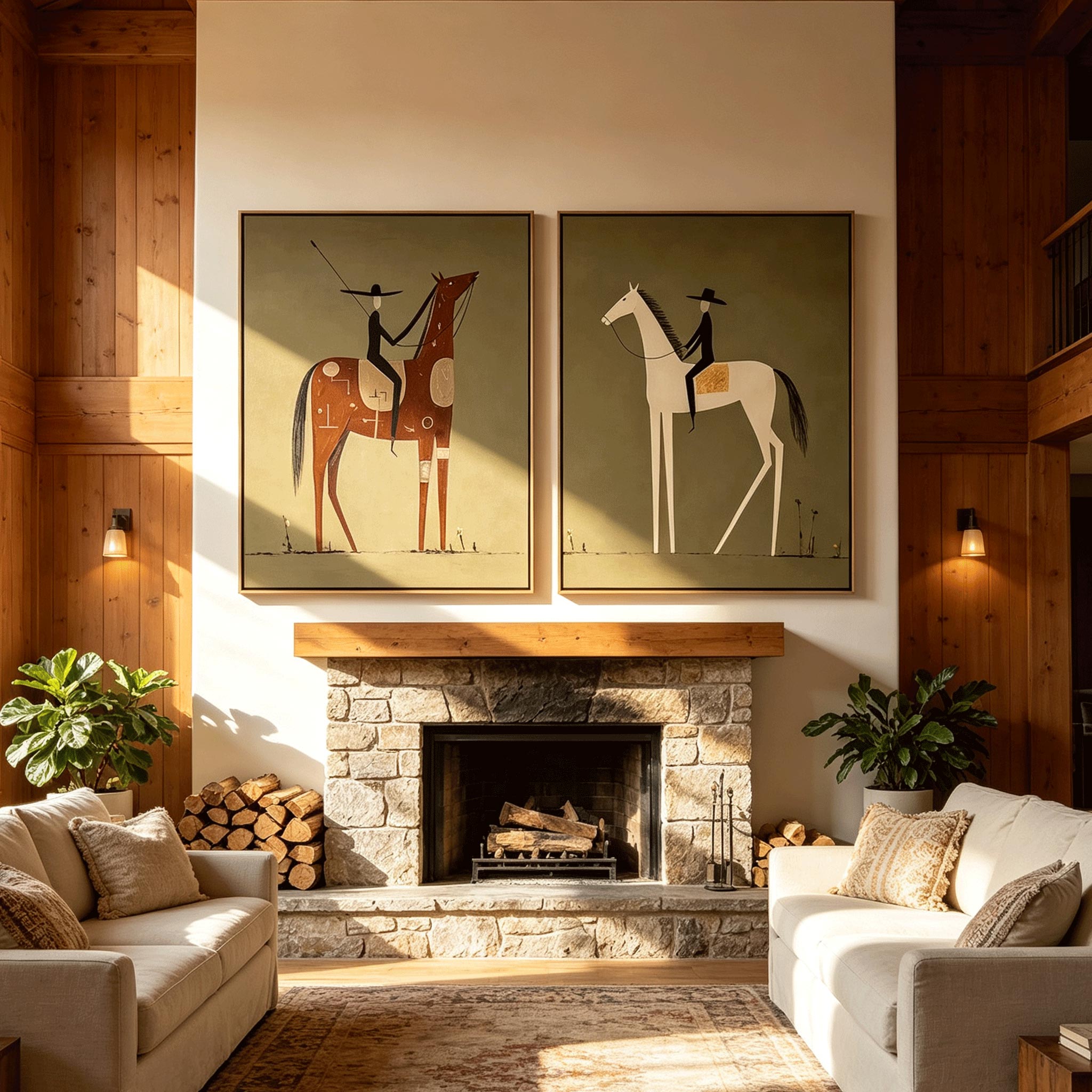 Desert Vanguard – Whimsical Geometric Horse Painting #HA057