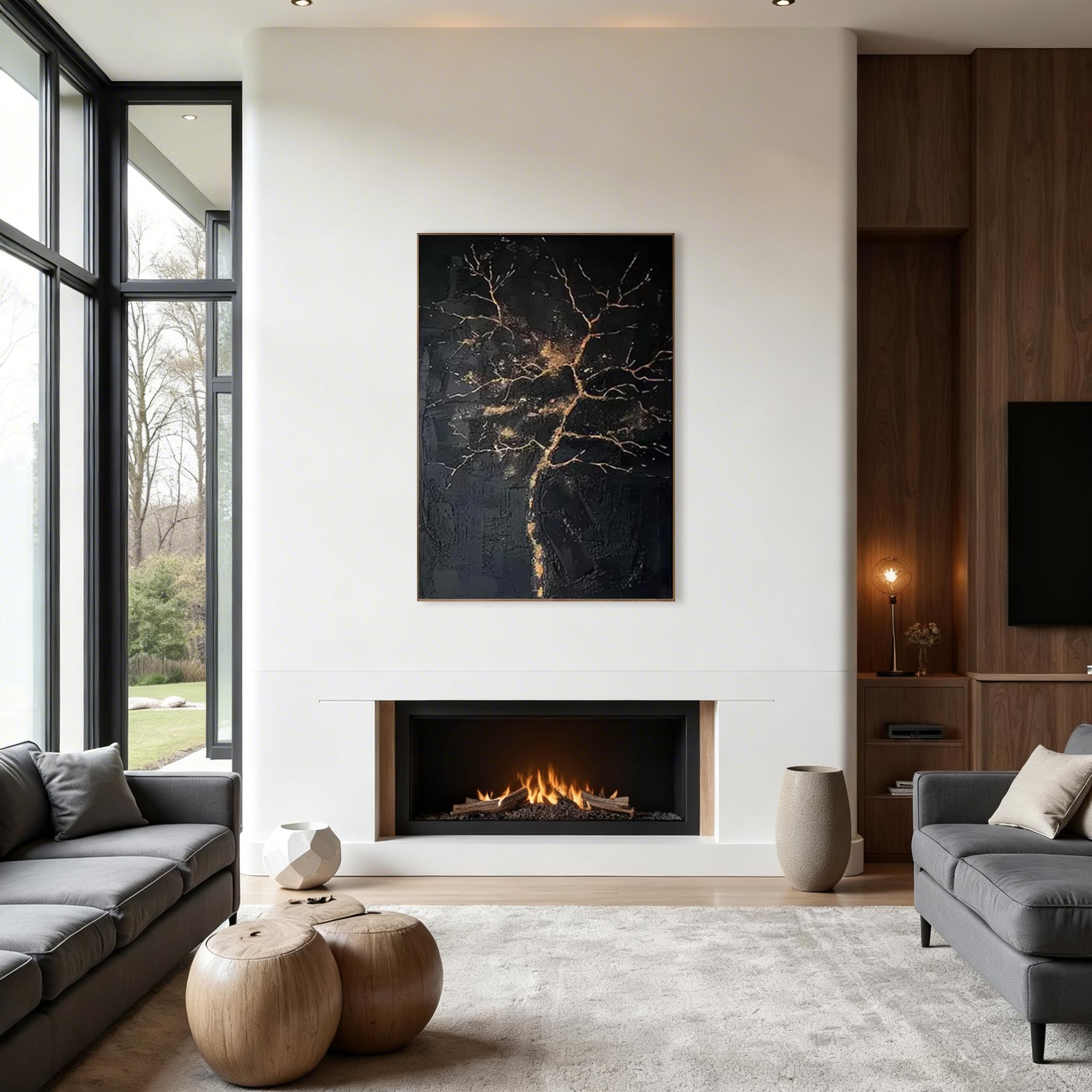 Black and Gold Abstract Wall Art Canvas #MA021