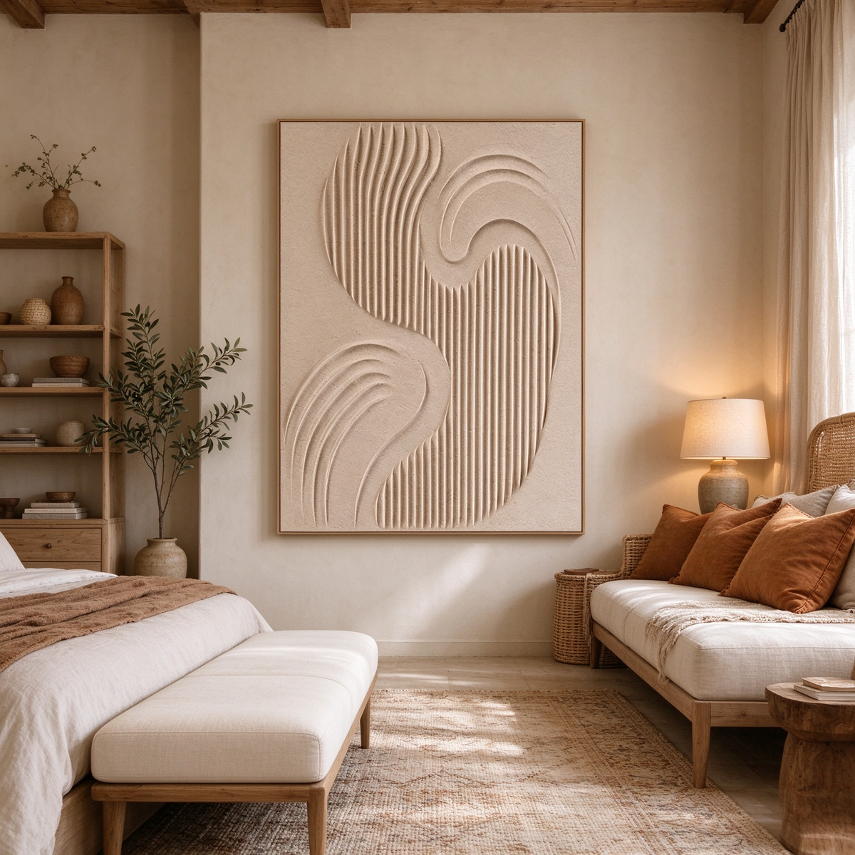Sand Ripple – 3D Textured Minimalist Plaster Art #CA005