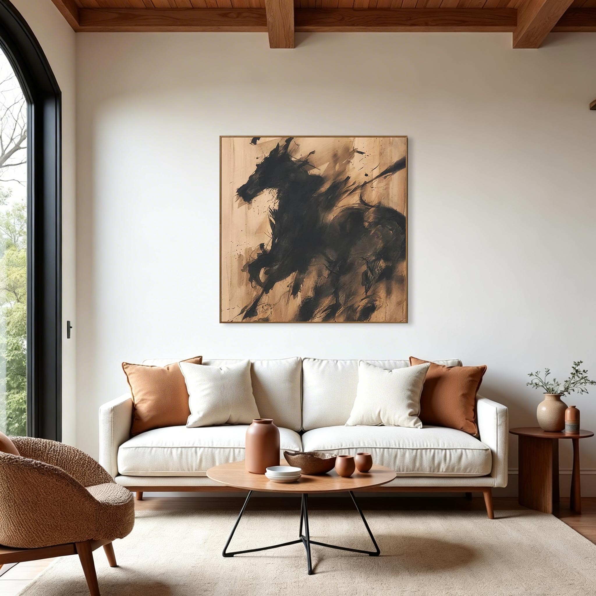 Abstract Black Horse Oil Painting Wall Art #HA009