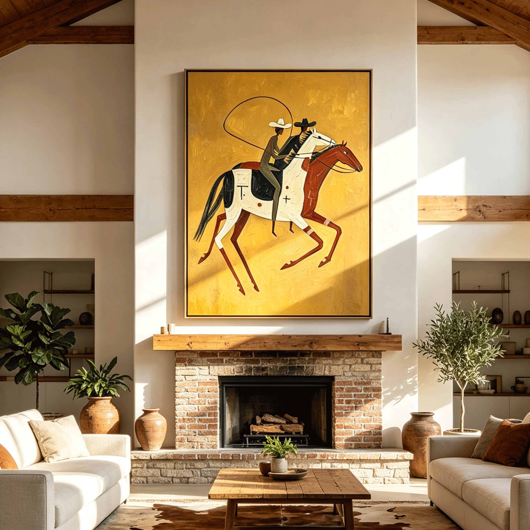 The Lasso – Whimsical Folk Art Cowboy Painting #HA060