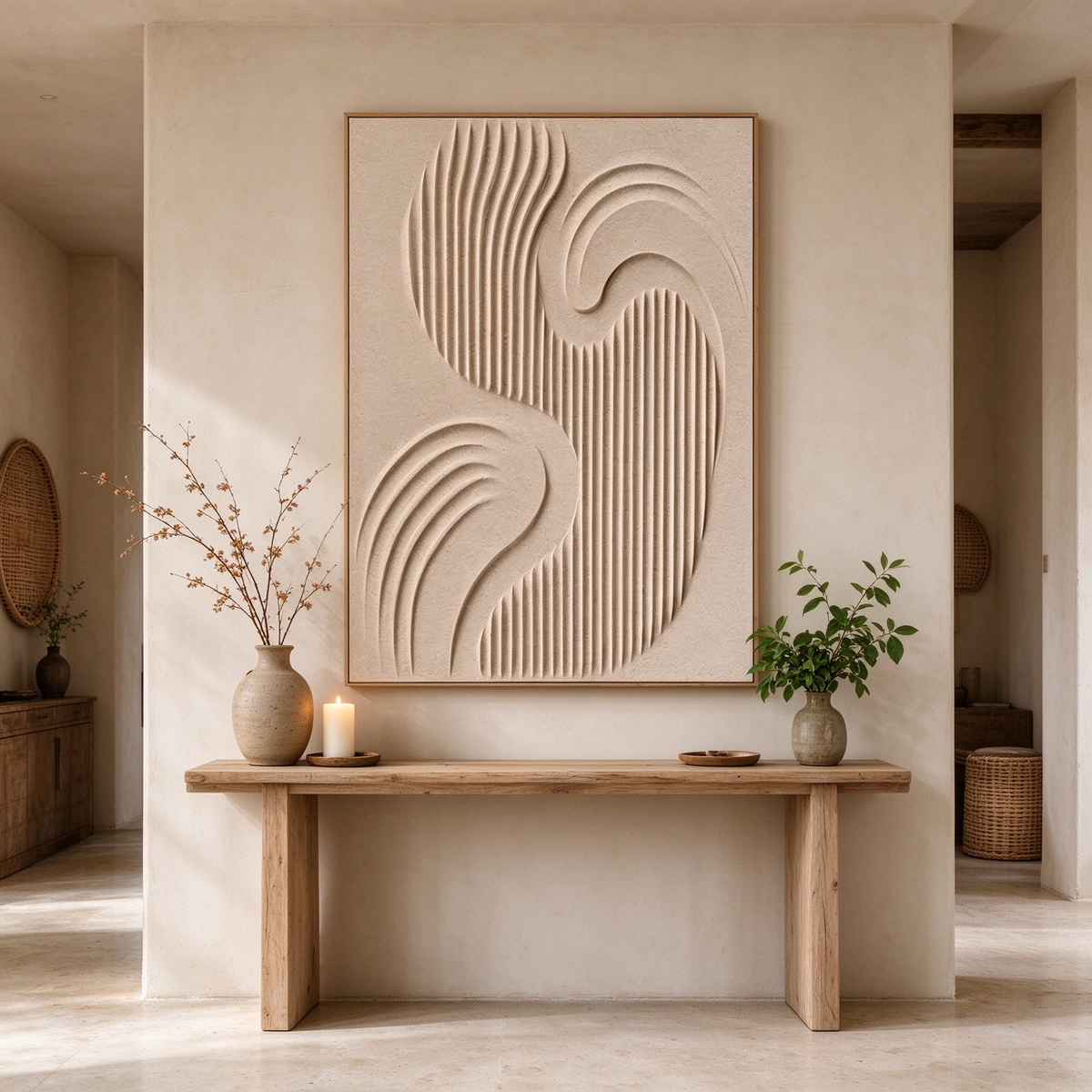 Sand Ripple – 3D Textured Minimalist Plaster Art #CA005