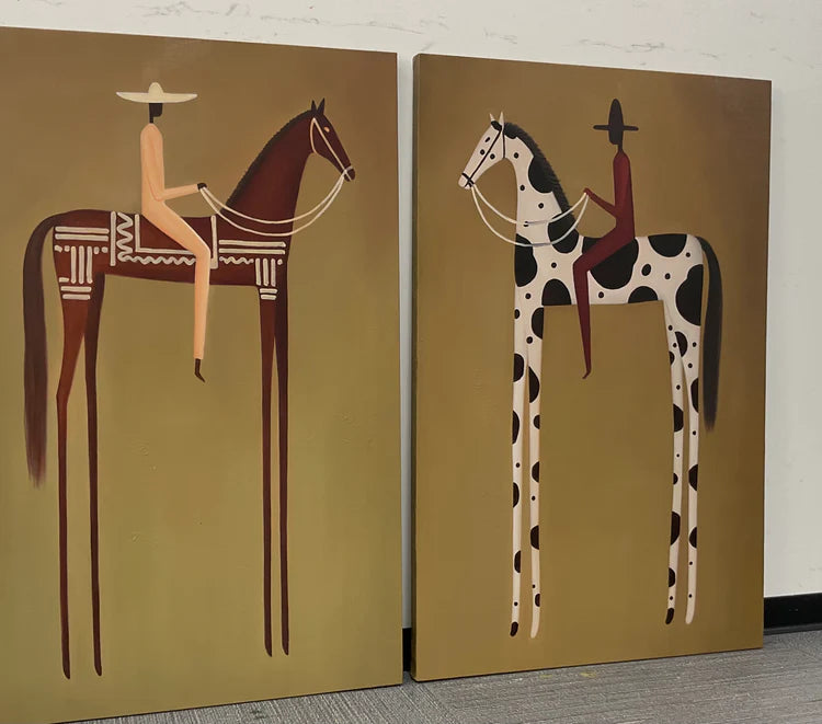 Modern Horse Rider Wall Art Silent Journey Set of 2 #HA025