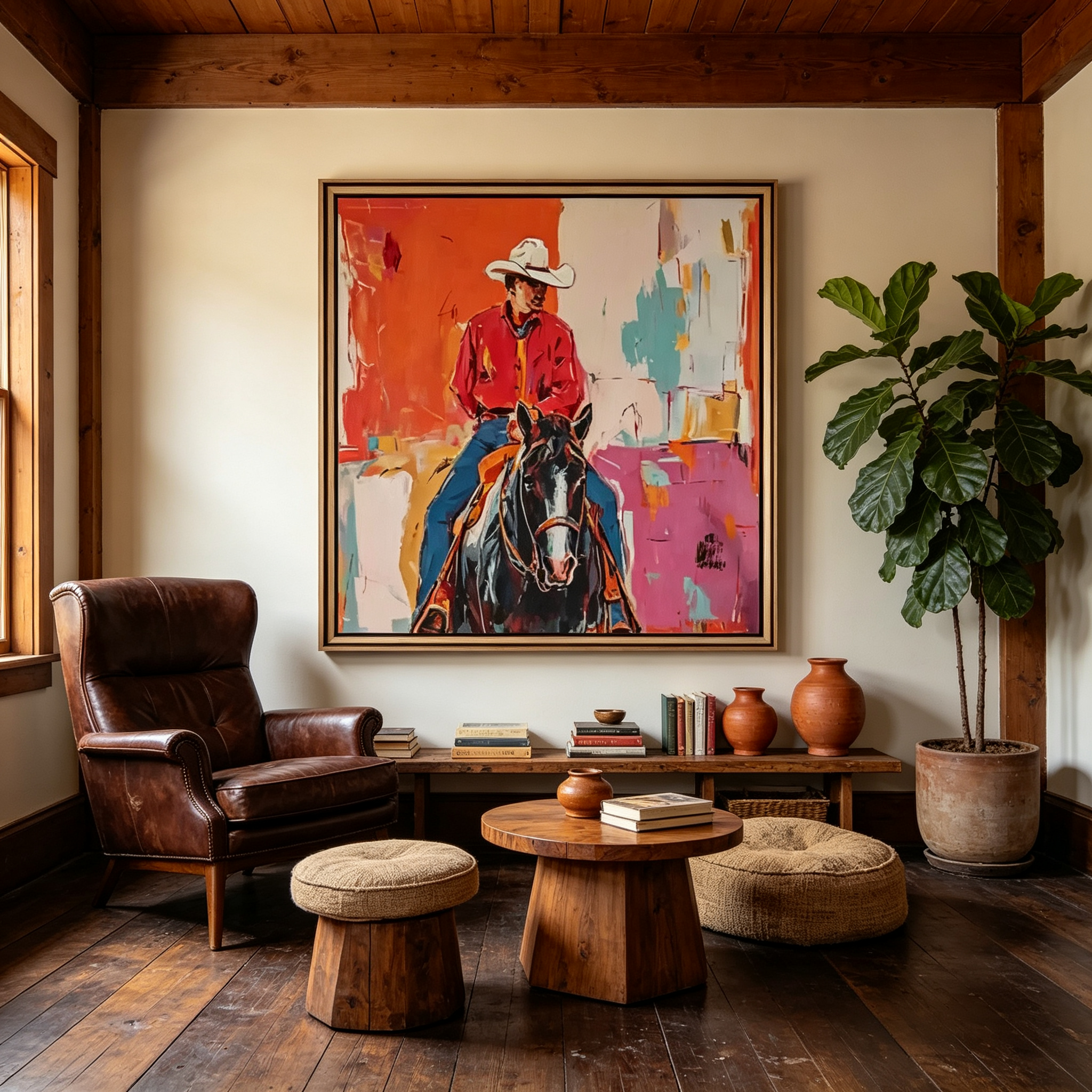 Vivid Rider – Modern Expressionist Cowboy Painting #CP072