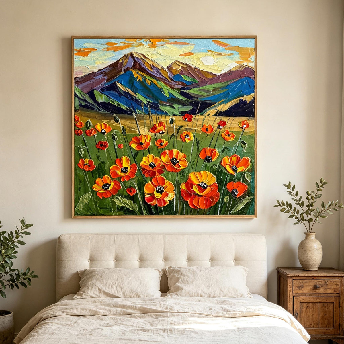 Poppy Mountain Landscape Wall Art #FL079