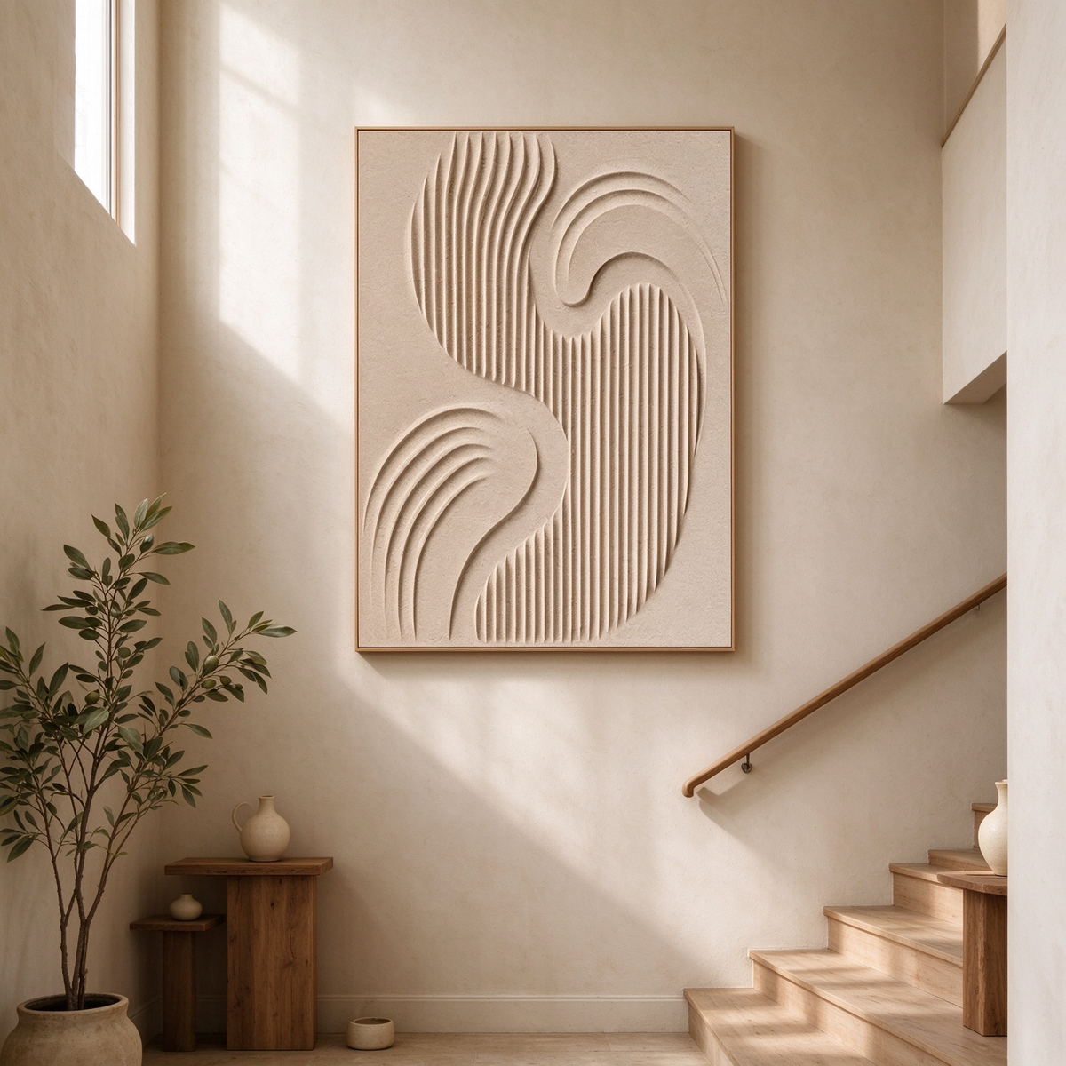 Sand Ripple – 3D Textured Minimalist Plaster Art #CA005