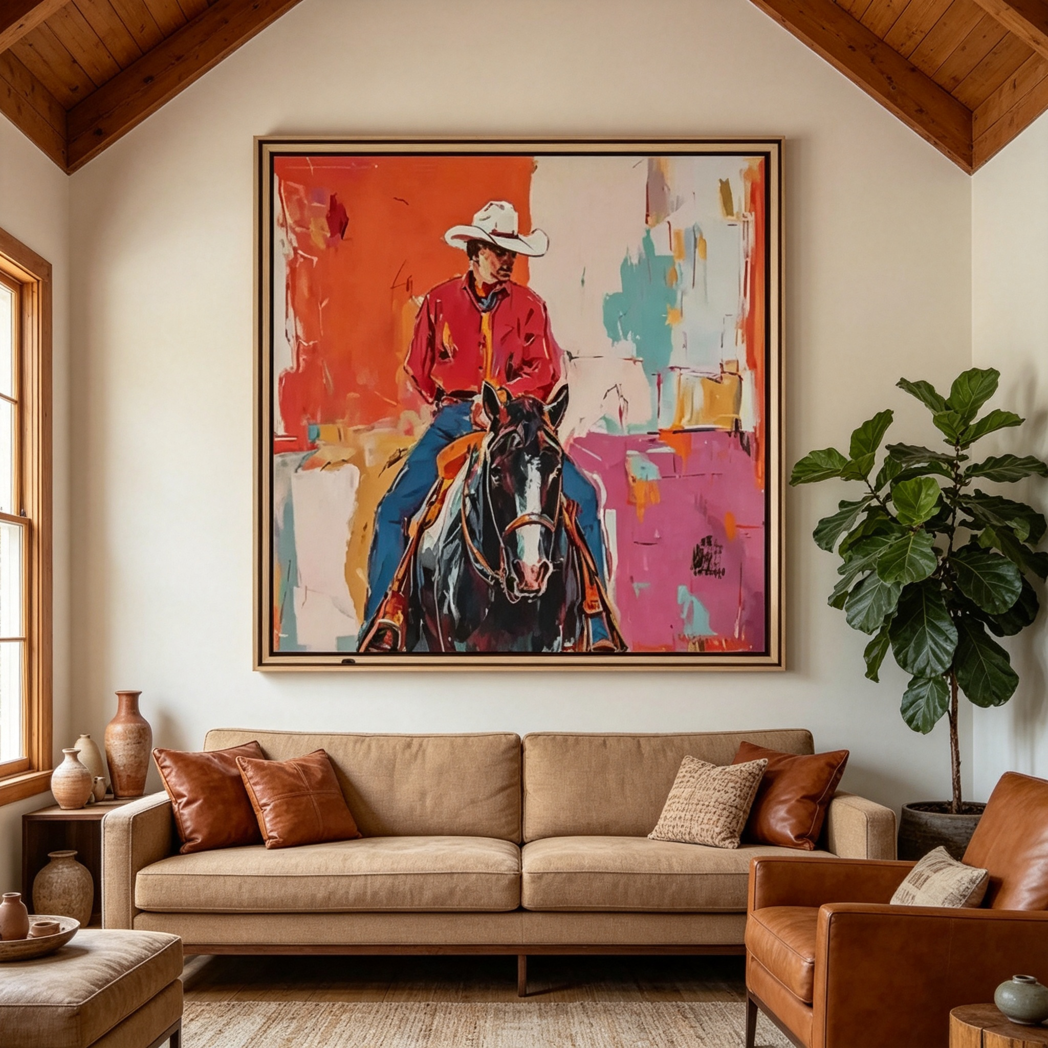 Vivid Rider – Modern Expressionist Cowboy Painting #CP072