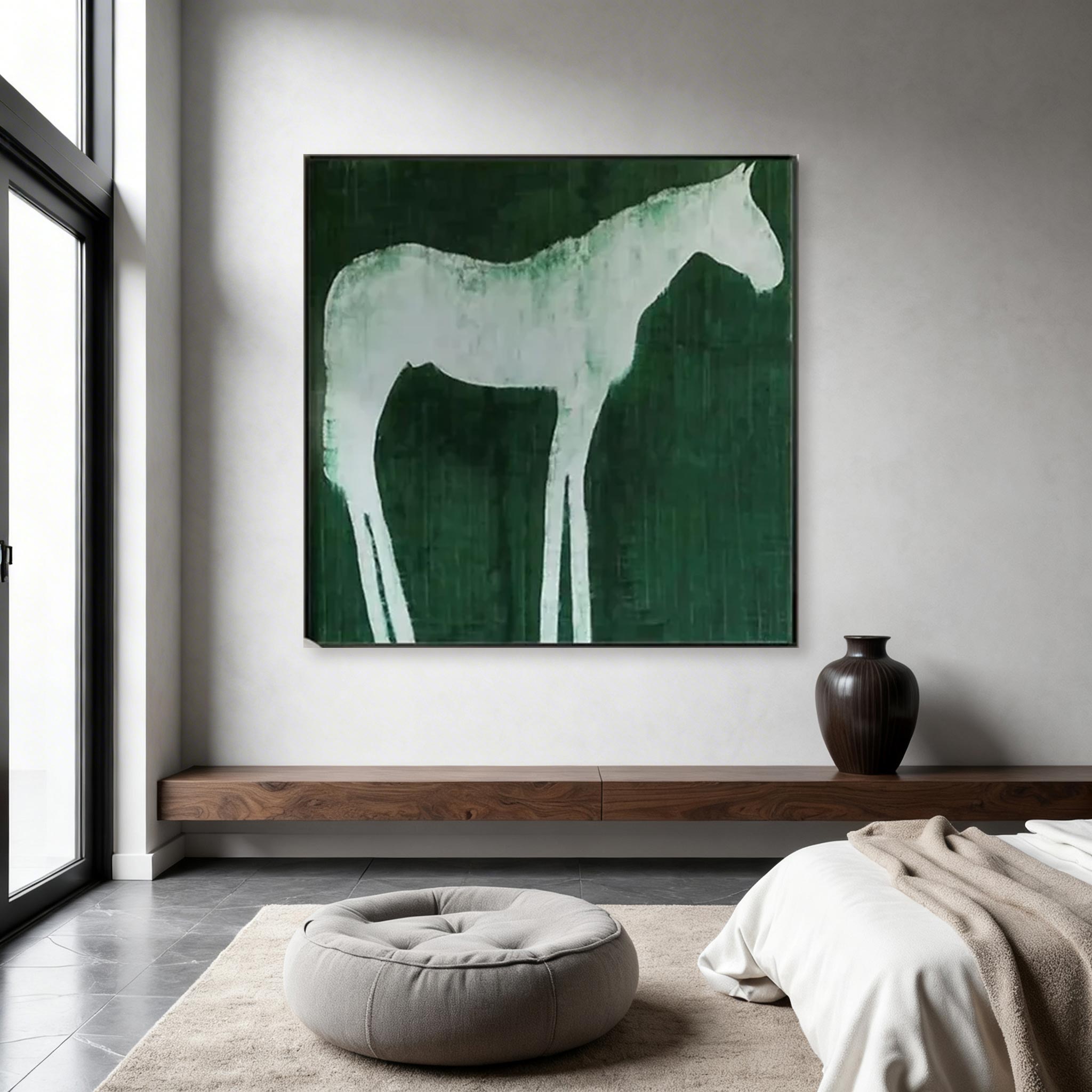 Abstract White Horse Canvas Wall Art #HA014