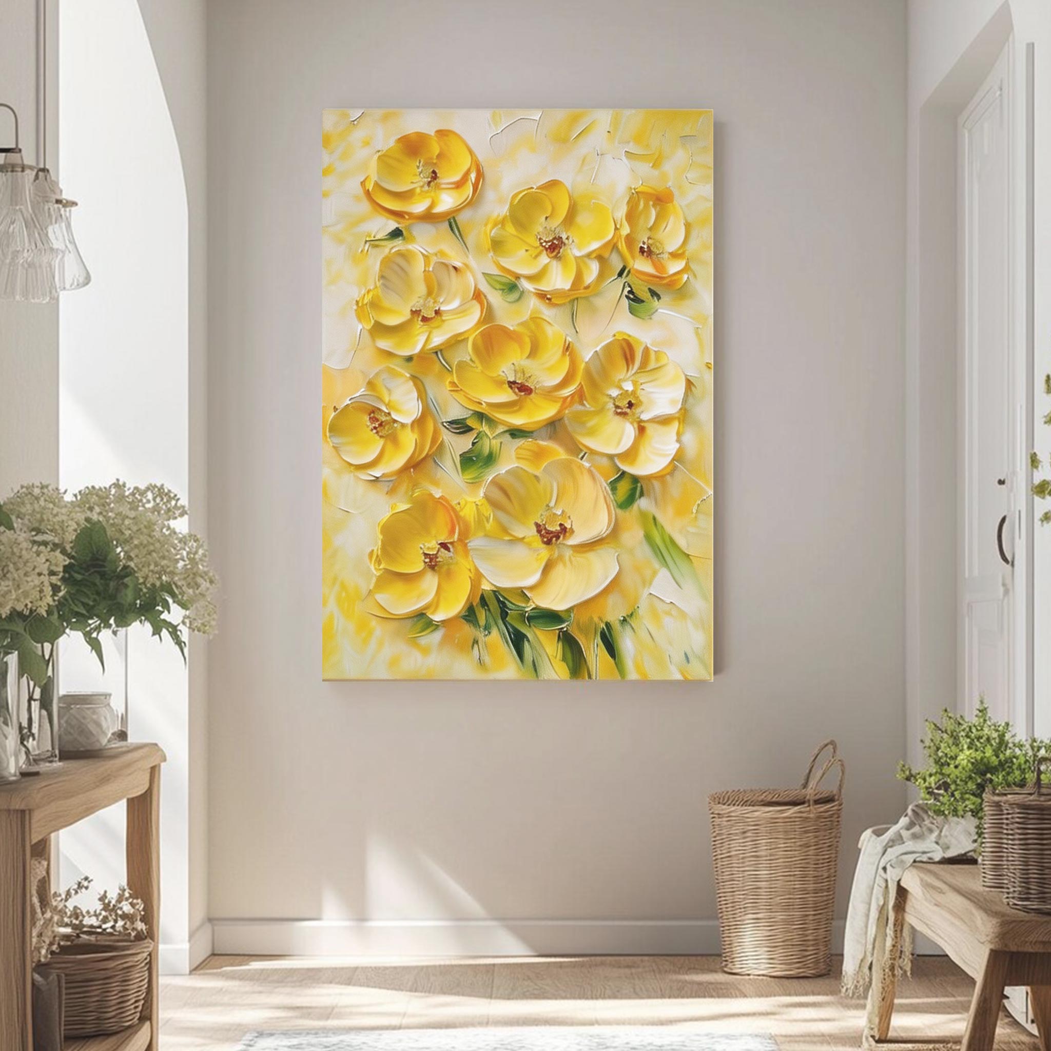 Textured Yellow Bloom Wall Art #FL015