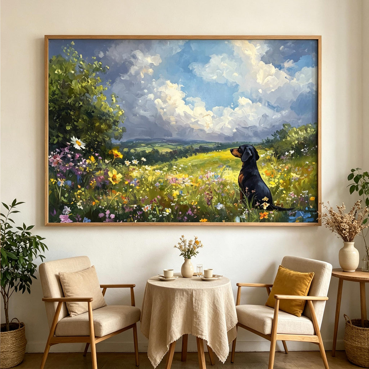 Dachshund in Wildflower Meadow Wall Art #AN004