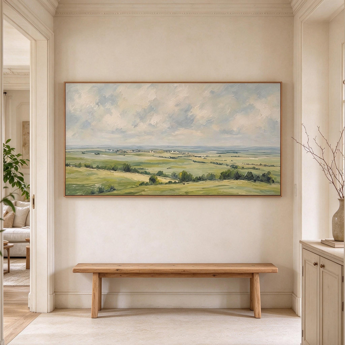 Soft Green Countryside Landscape Wall Art #LS072
