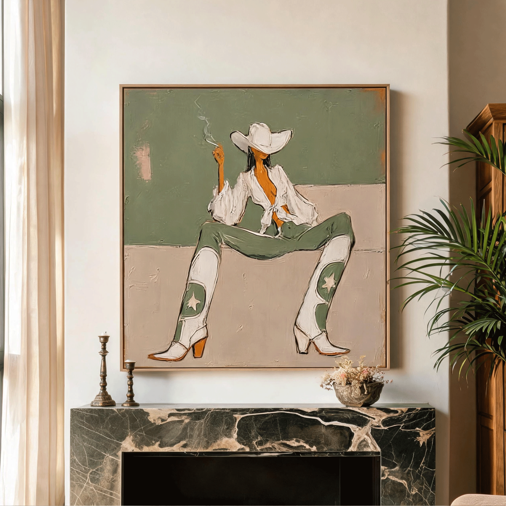 Cowgirl Wall Art | Western Figurative Oil Painting #CP062