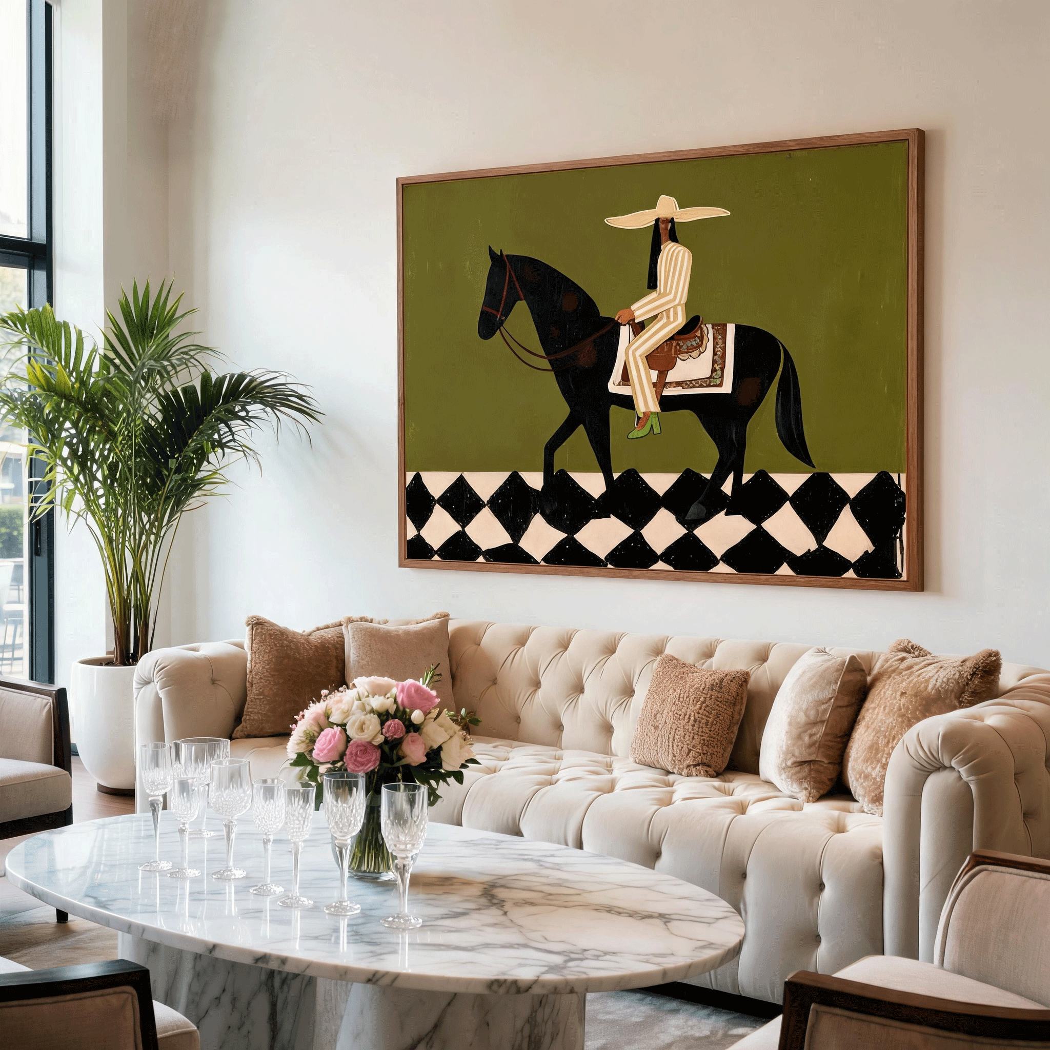 Modern Equestrian Wall Art | Minimalist Horse Oil Painting #MA043