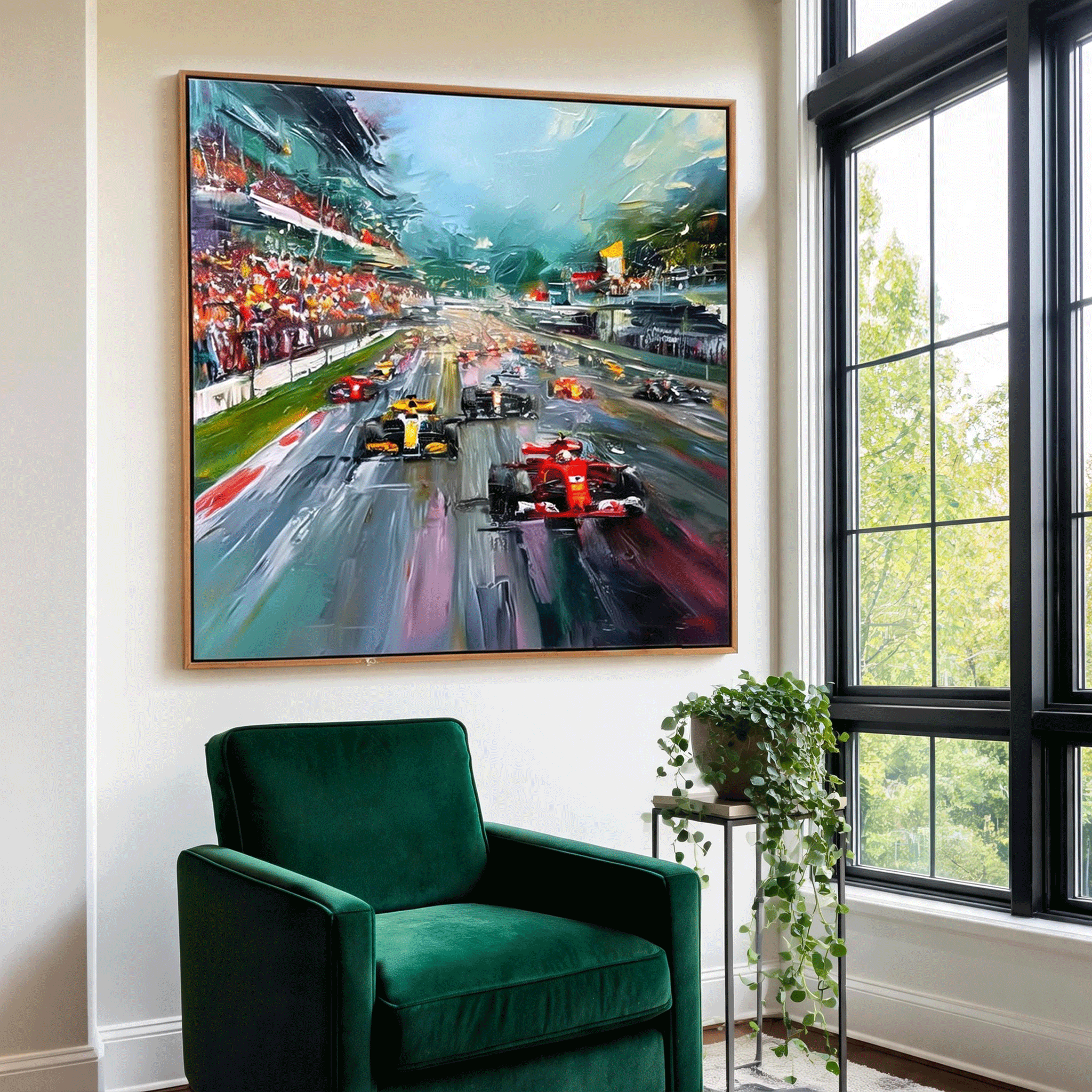 Racing Track Wall Art | Hand-Painted Formula Car Oil Painting #CP063