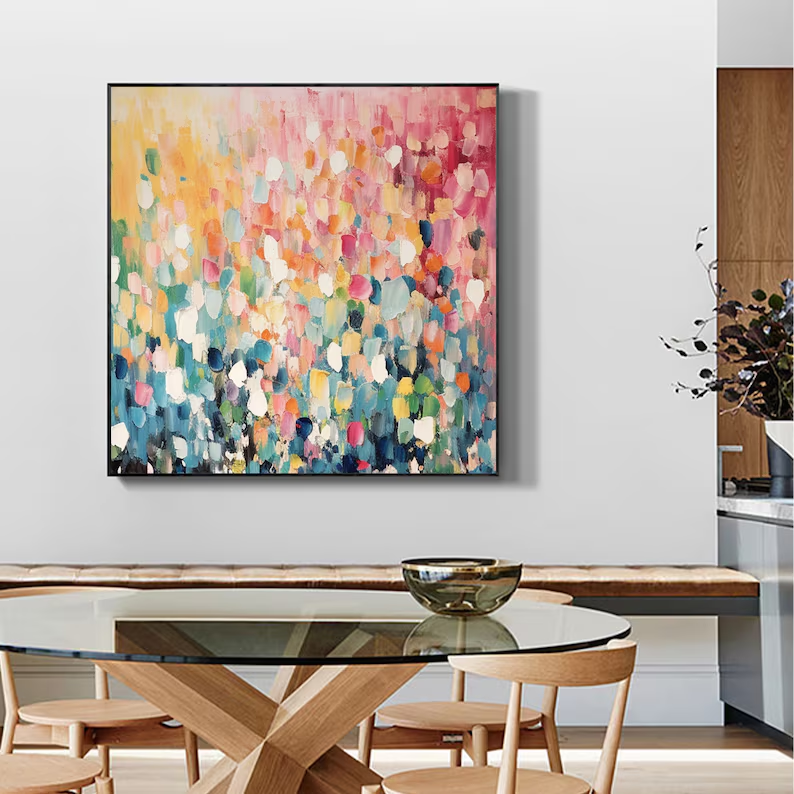 Large Colorful Confetti Abstract Canvas Painting #CP036
