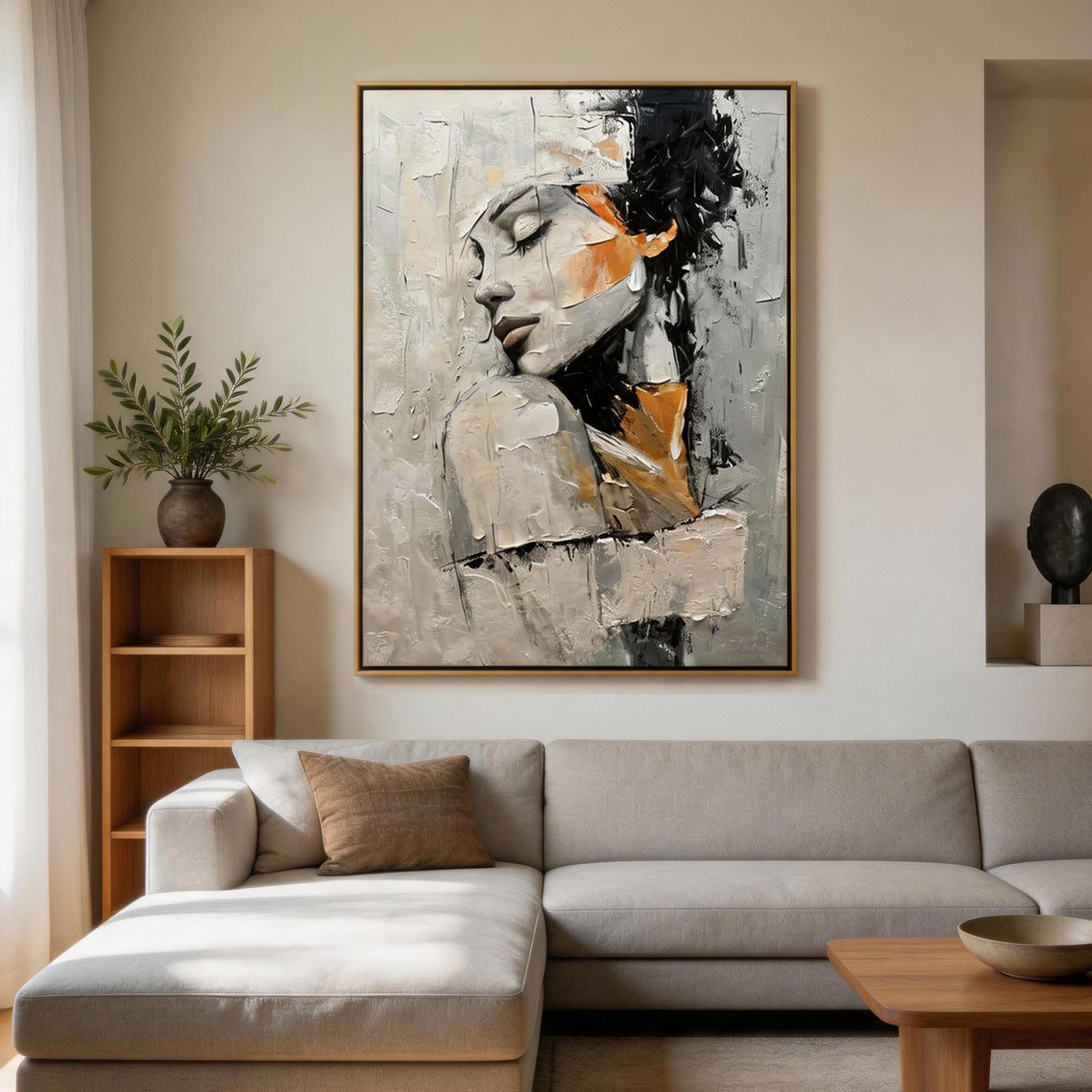 Neutral Portrait | Abstract Textured Wall Art #AB022