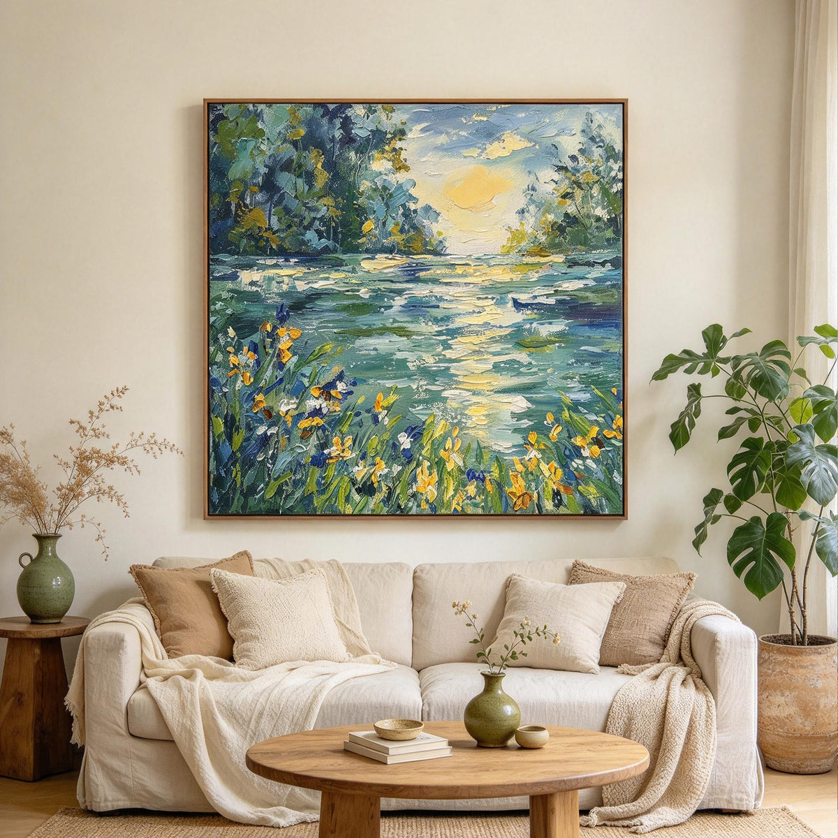 Impressionist Riverside Iris Flowers Wall Art #LS066