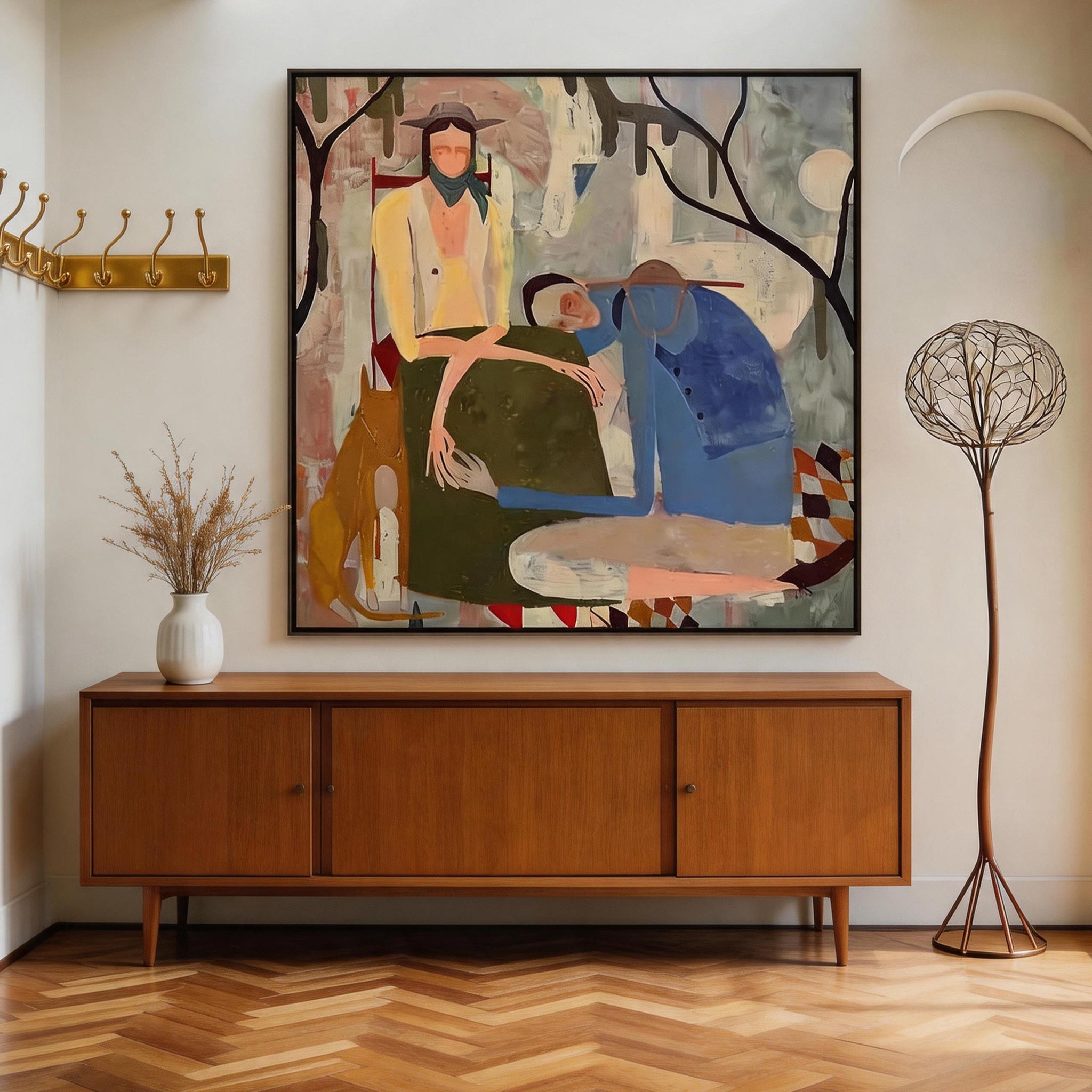 The Gathering — Figurative Group Scene Canvas Wall Art #AB018