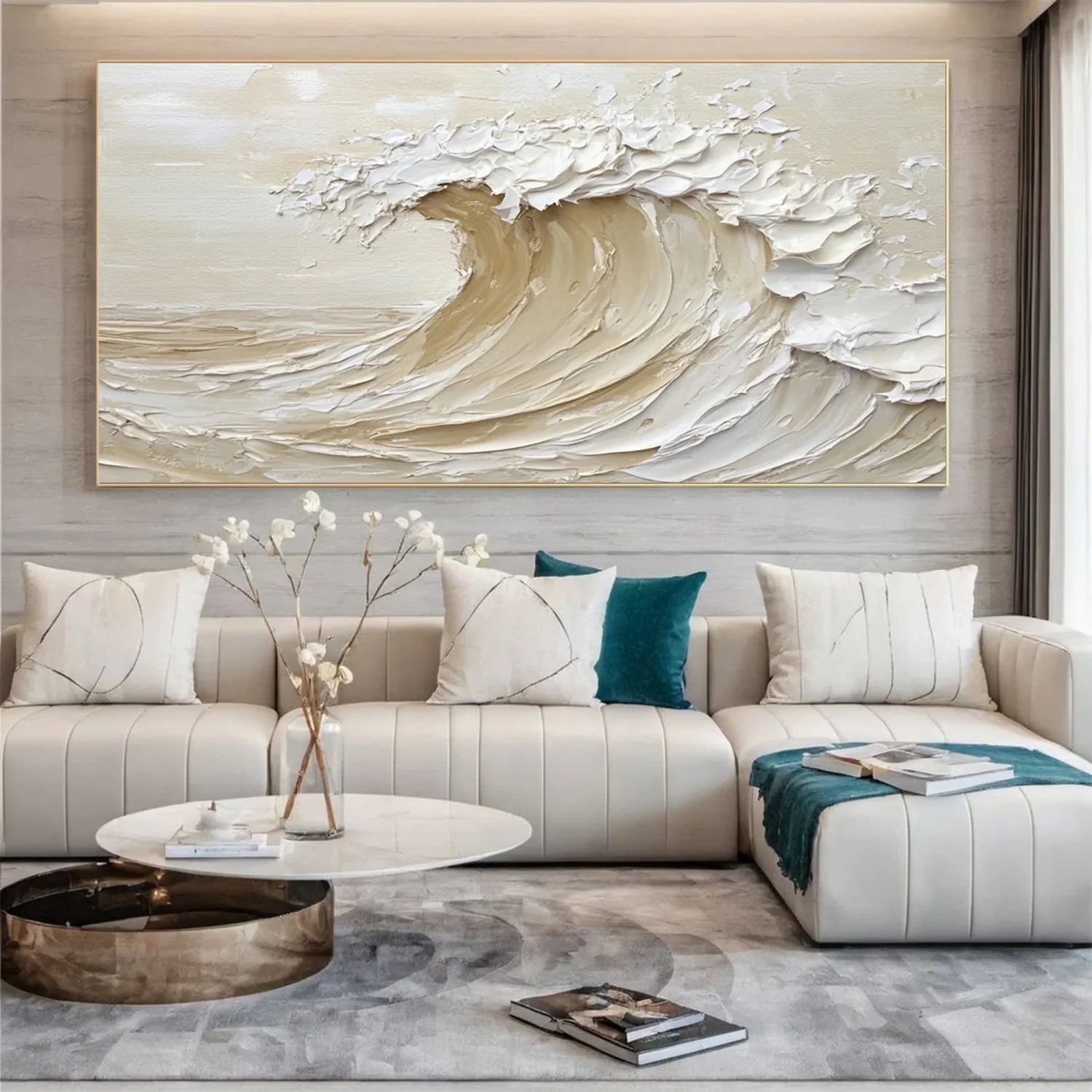 Beige & Brown Sky And Ocean Painting #SO017