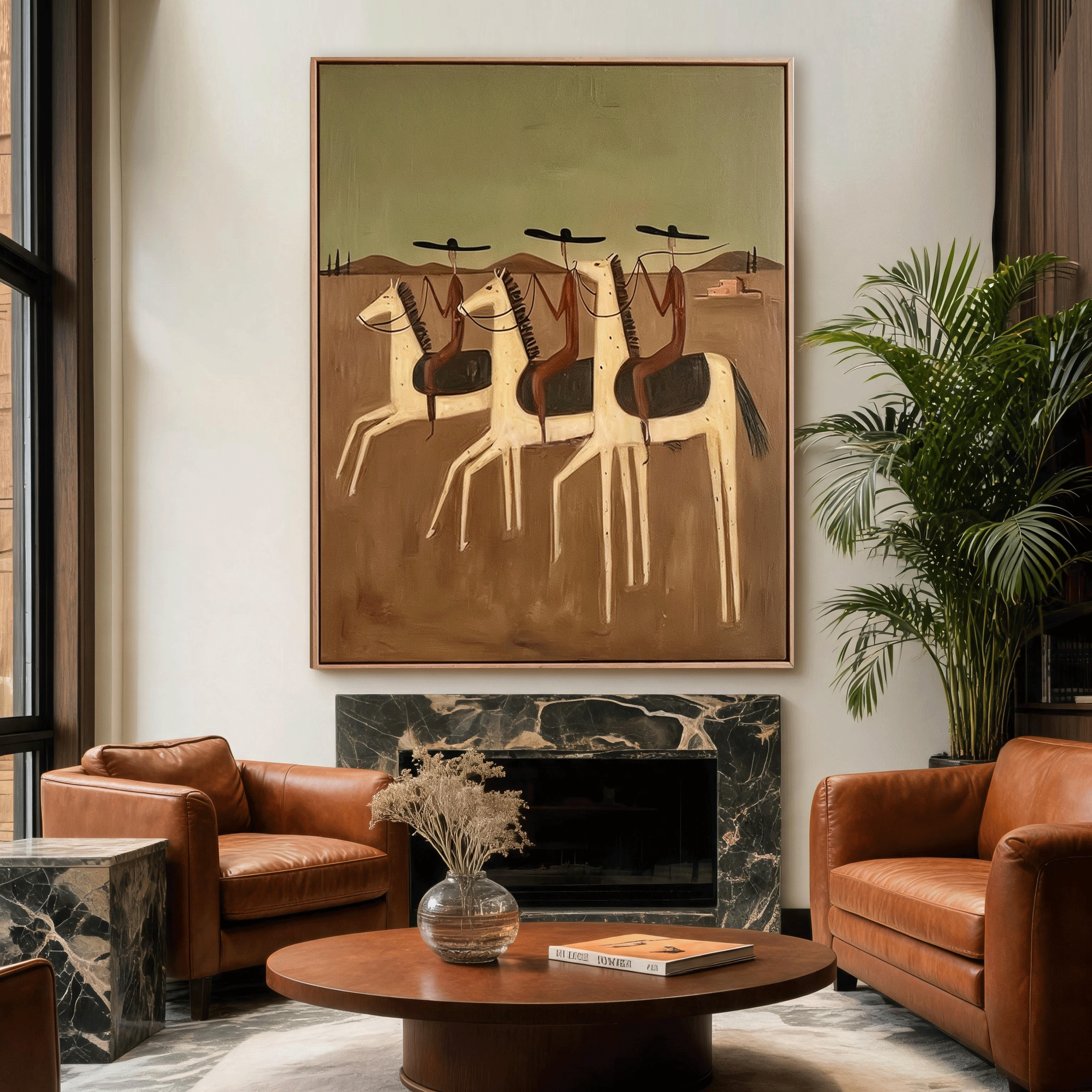 Western Horse Rider Wall Art | Hand-Painted Oil Painting #HA054