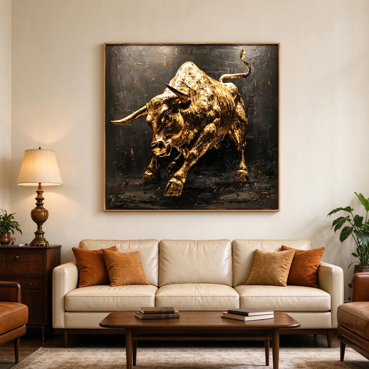 Golden Bull – Heavy Impasto Sculptural Animal Painting #AN033