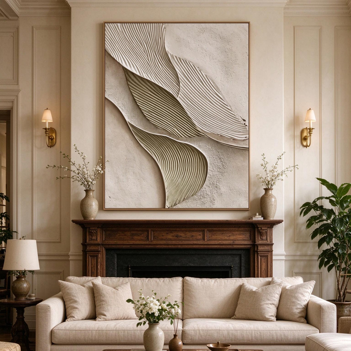Leaf Fold – 3D Textured Minimalist Plaster Art #CA006