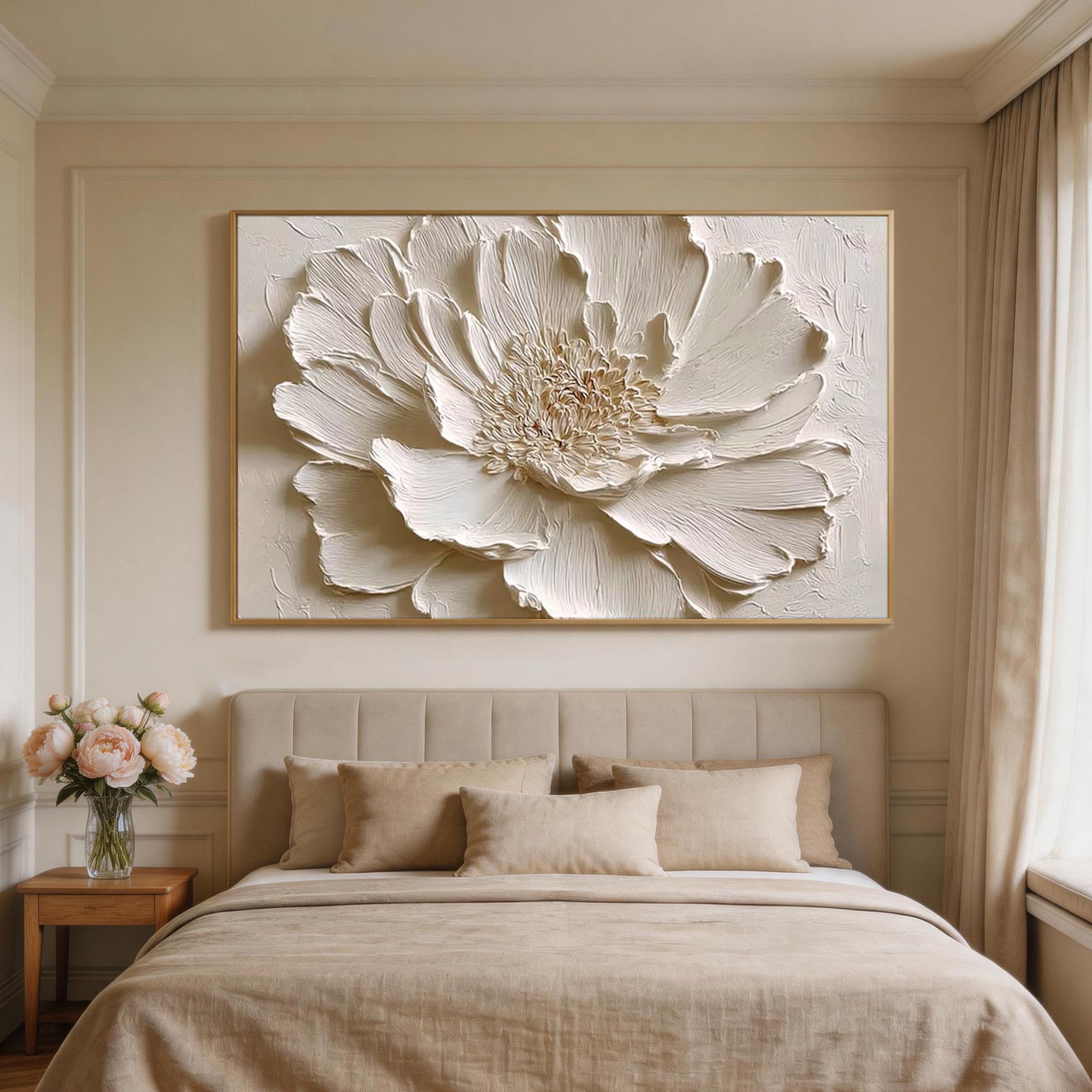 Textured Ivory Bloom Wall Art #FL033