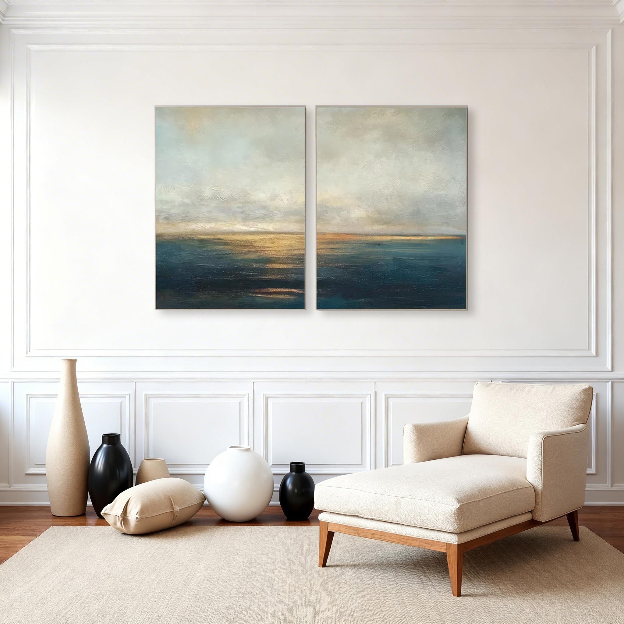 Abstract Ocean Canvas Wall Art Set of 2 #CP004