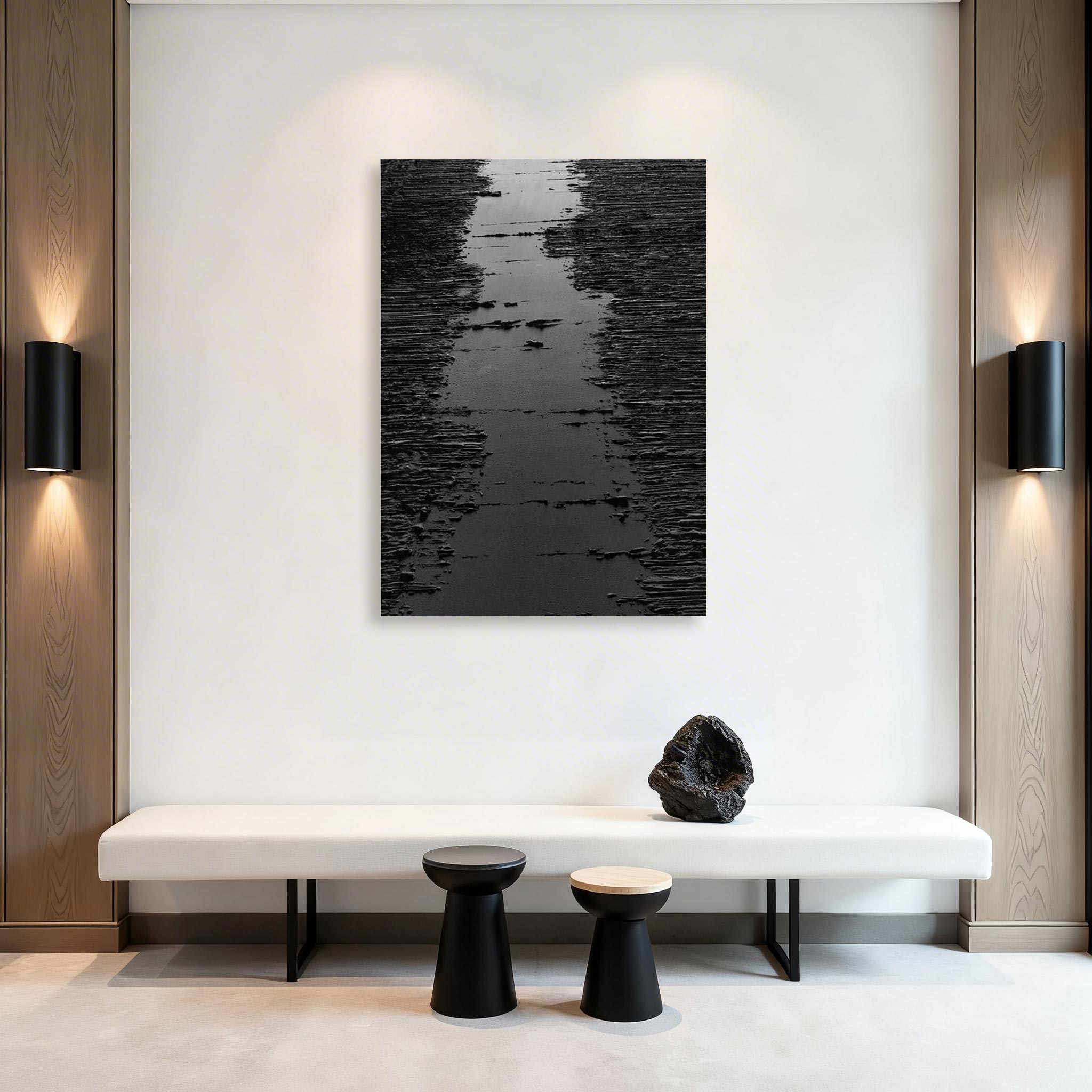 Black and White Minimalist Abstract Wall Art #MA019