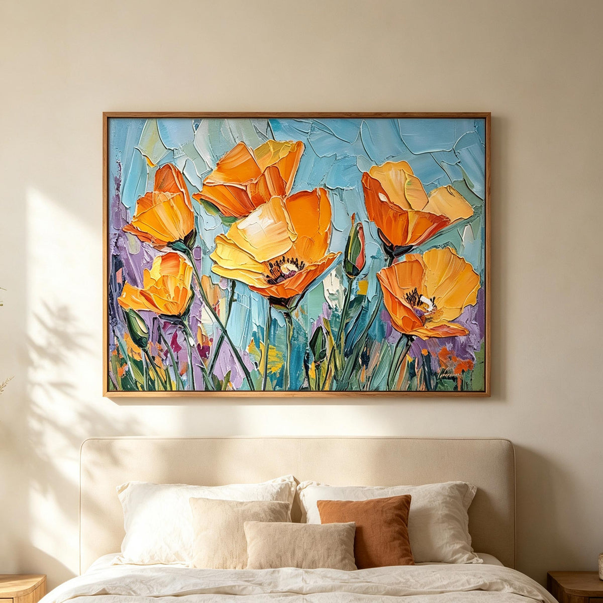 Orange Poppy Flower Wall Art #FL064