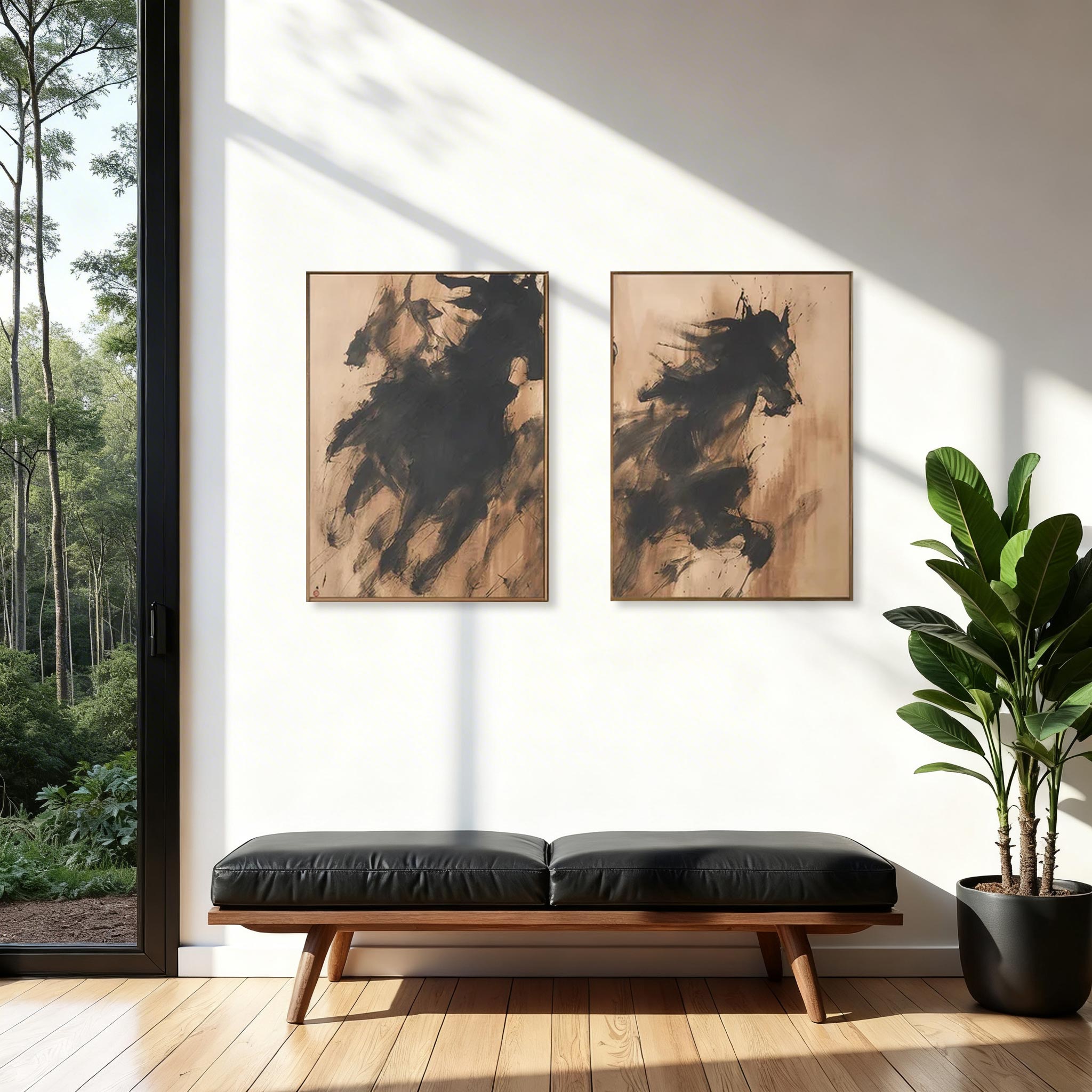 Abstract Horse Canvas Wall Art Set of 2 #HA010