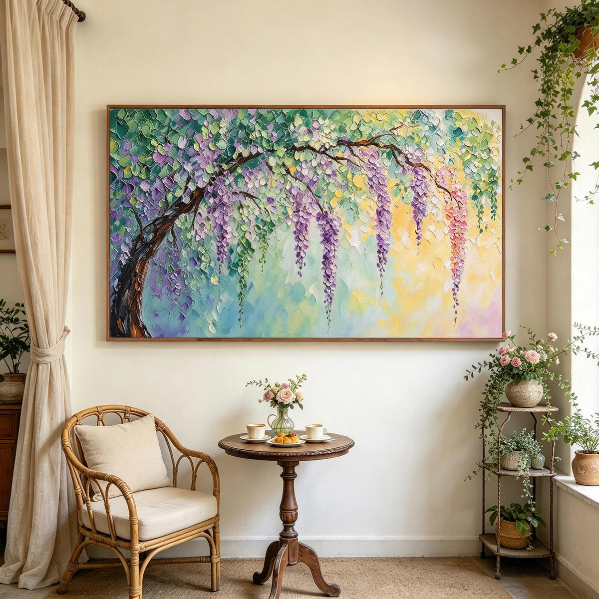 Purple Wisteria Tree Textured Wall Art #LS083